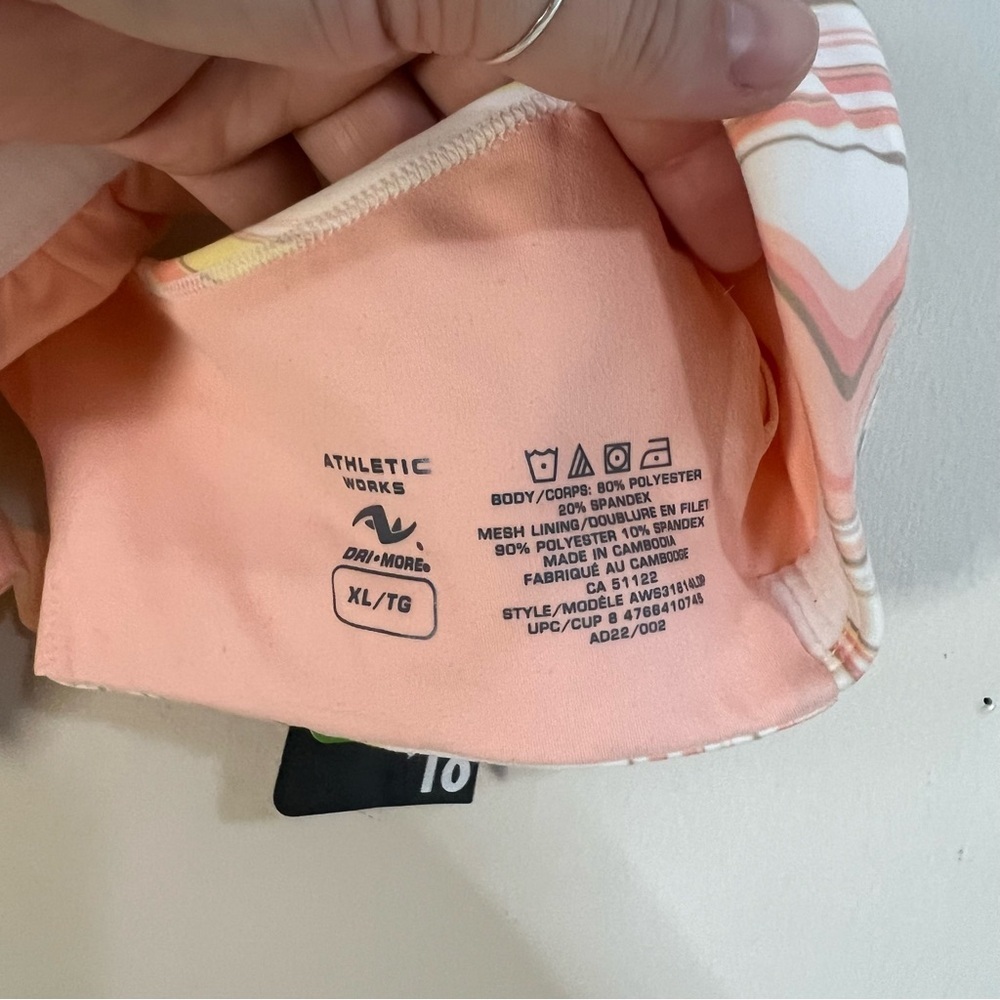 Athletic Works Pink and Yellow Sports Bra with Racerback - Picture 2 of 4